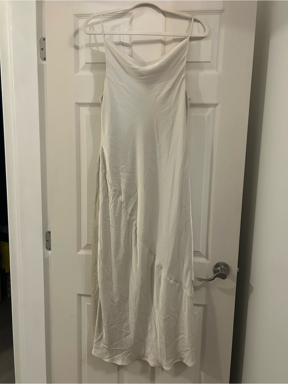 Babaton Aritzia Fonda Dress Satin Cowl Neck Cream Effortless Minimalist Large - Picture 8 of 8